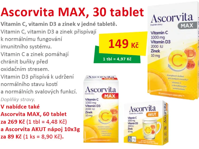 Ascorvita MAX, 30 tablet